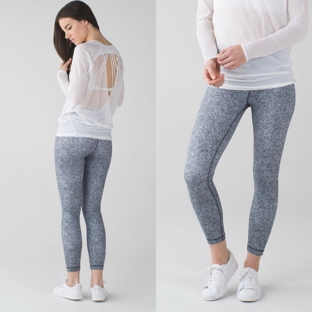 Lululemon High Times Pant Rio Mist White Black Leggings Stretchy Athletic Sz 6